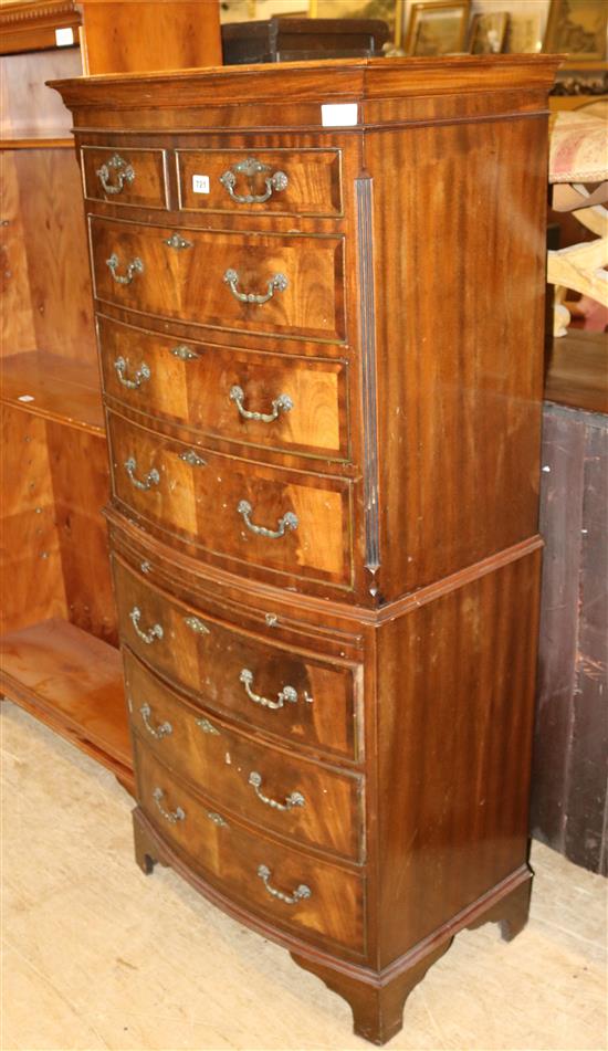 Mahogany bow front tallboy